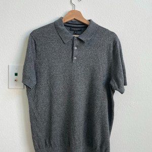 Banana Republic Men's Silk Knit Polo, Medium, Gray